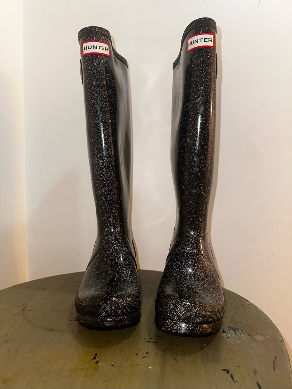 Hunter Tall Starcloud Glitter Rain Boots - Black